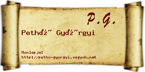 Pethő Györgyi névjegykártya